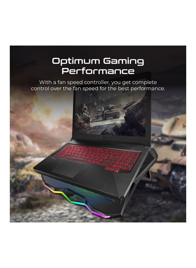 VERTUX Quite Cooling Laptop Pad With Rainbow LED Light Black  - Image 4