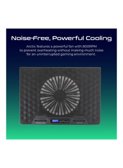 VERTUX Foldable 17-Inch Gaming Laptop Cooling Fan Stand With Adjustable Height, Small LCD Screen, Dual USB Port, Built-In Controls Snd Smart LED Illumination Black  - Image 2