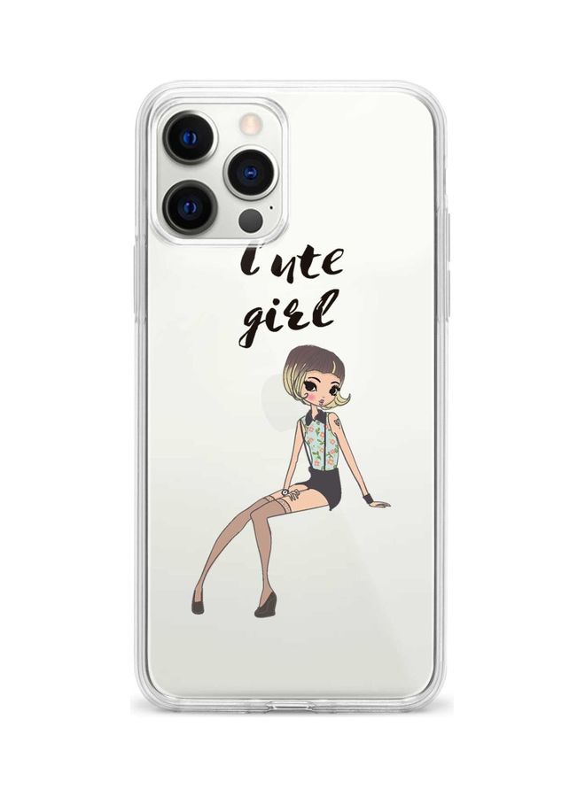 ستايلايزد غطاء حماية واقٍ لهاتف أبل آيفون 12 برو ماكس عبارة "Shy Cute Girl" - Image 1
