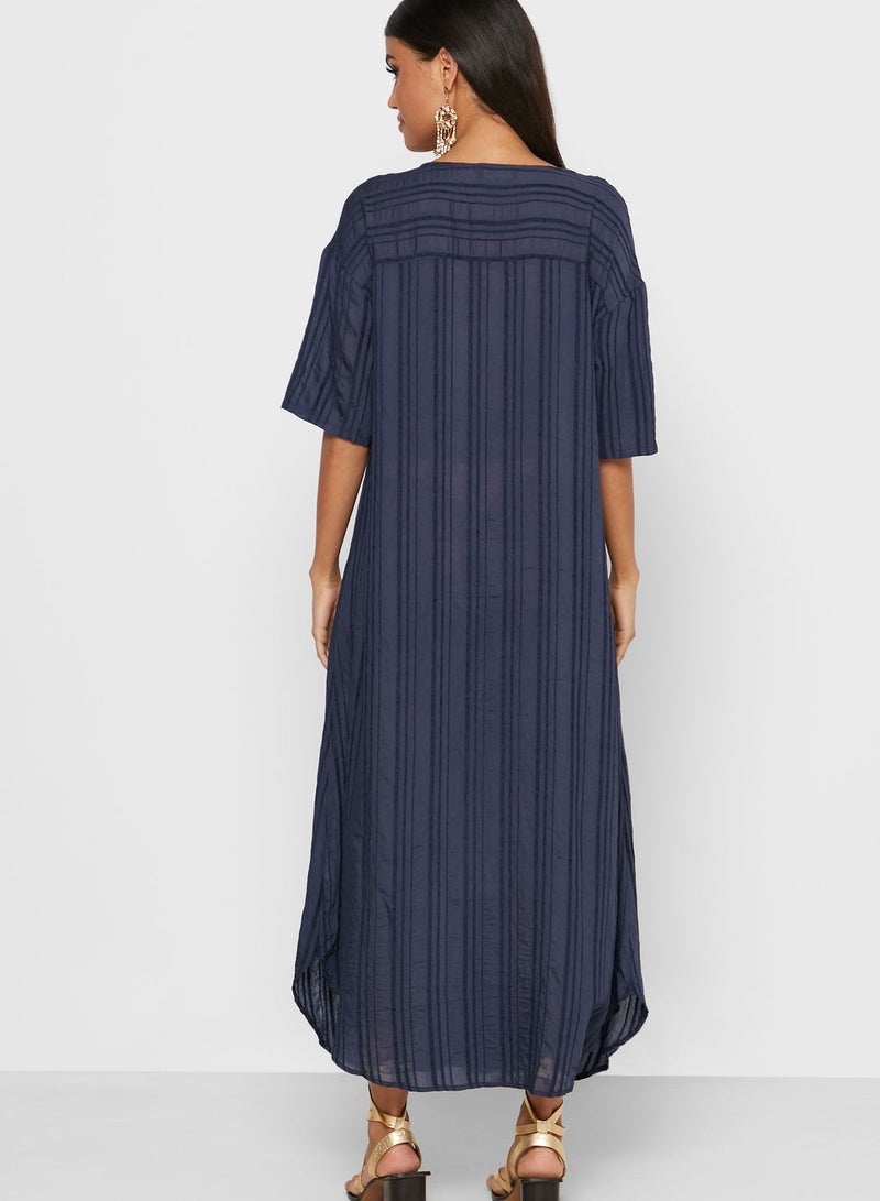 خزانة فستان طويل بأزرار أمامية كحلي - Image 2