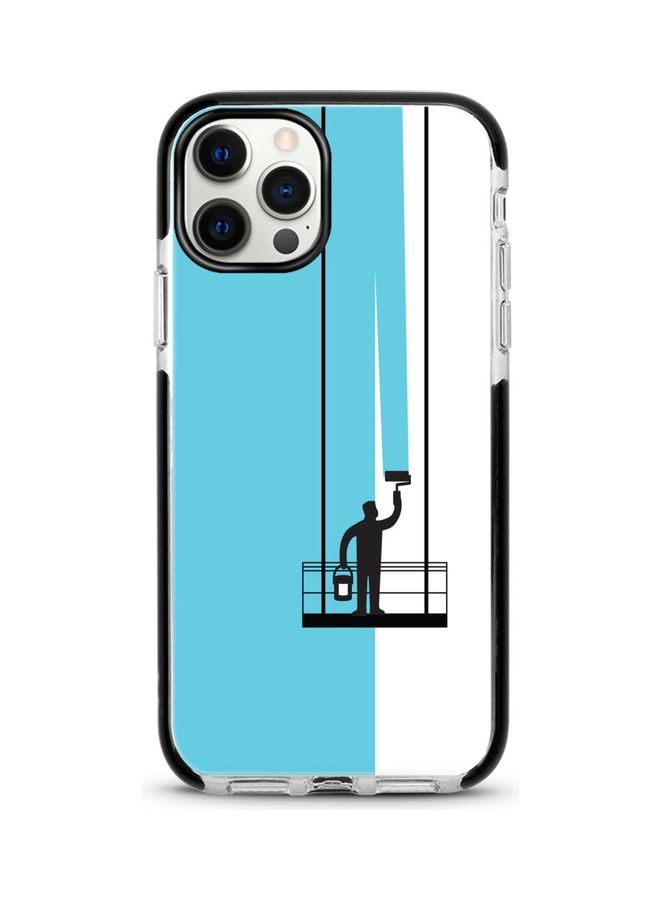 ستايلايزد غطاء حماية مزين بطبعة شخص يقوم بالطلاء لهاتف أبل آيفون 12 برو/ آيفون 12 أزرق/ أبيض/أحمر - Image 1