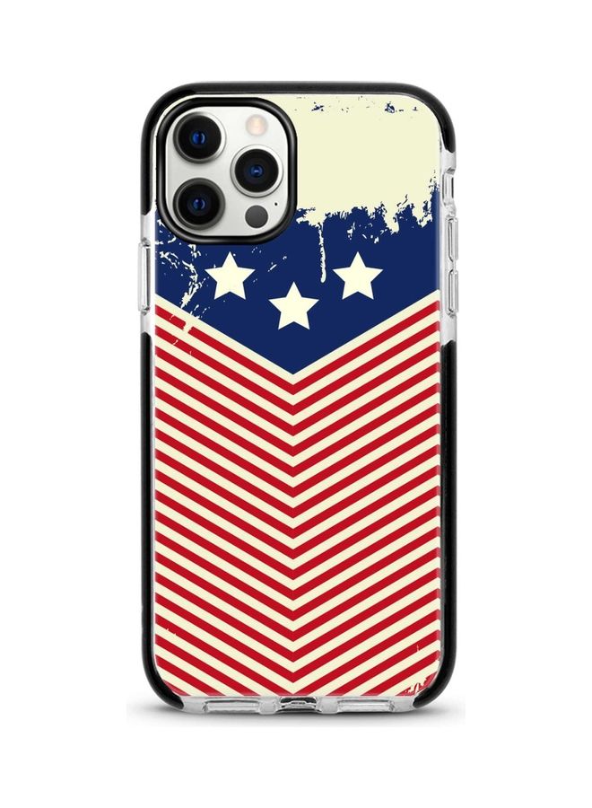 ستايلايزد غطاء حماية واقٍ بطبعة خطوط ونجوم لهاتف أبل آيفون 12 برو/ آيفون 12 بيج/أحمر/أزرق - Image 1