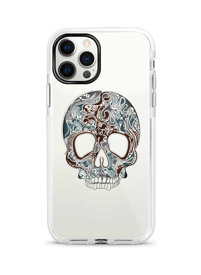 Stylizedd - Skully Tattoo Printed Case For Apple iPhone 12 Pro/iPhone 12 Clear/Brown/Blue - Image 1