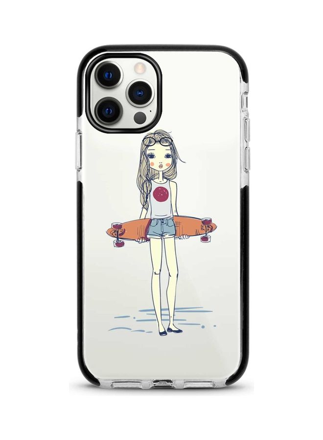 Stylizedd Skater Girl Printed Case For Apple iPhone 12 Pro/iPhone 12 Clear/Blue/Orange - Image 1