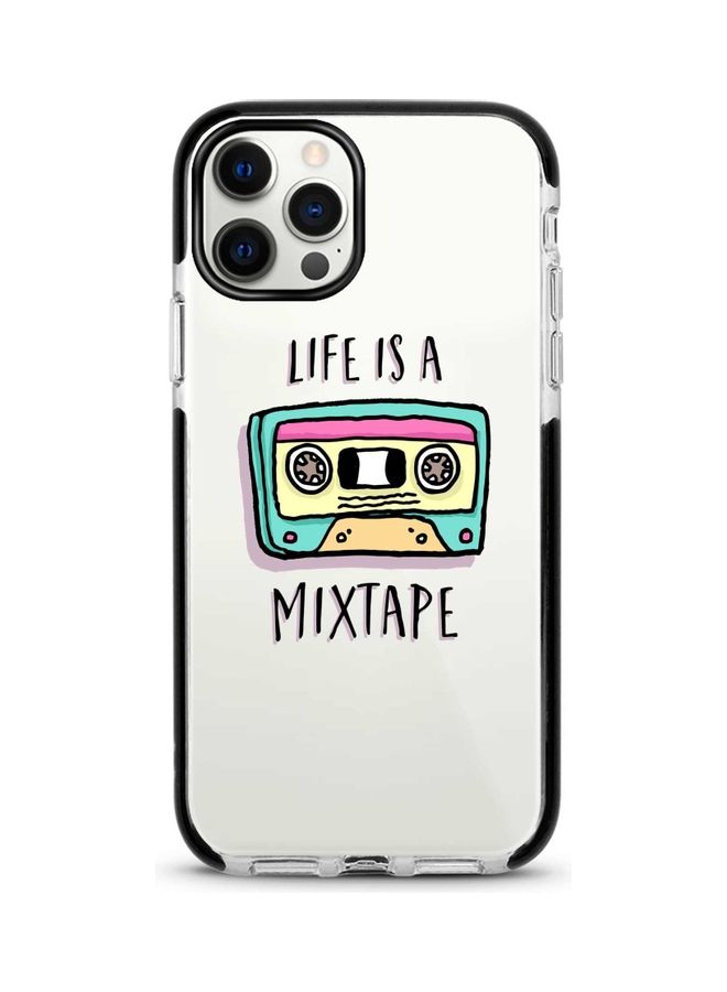ستايلايزد غطاء مطبوع عليه عبارة "Life Is A Mixtape" لهواتف أبل آيفون 12 برو/ آيفون 12 شفاف/أخضر/أخضر - Image 1