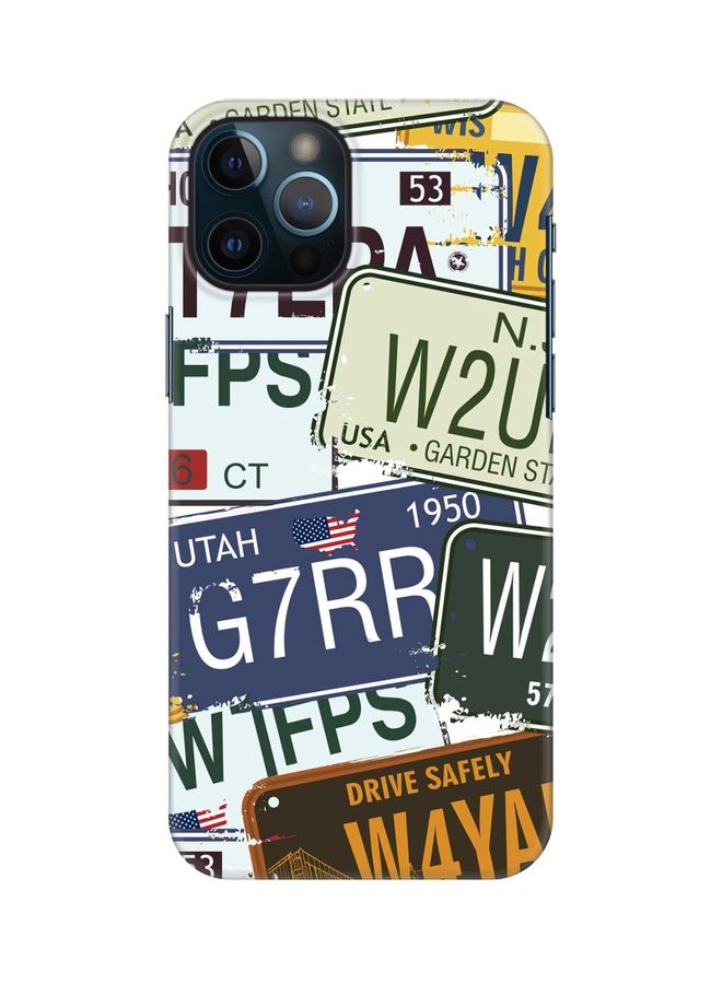Stylizedd Number Plates Printed Case For Apple iPhone 12 Pro Max Blue/White/Brown - Image 1