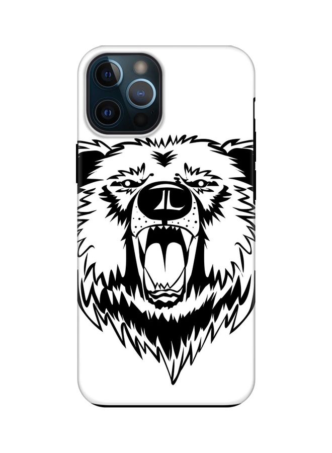 ستايلايزد غطاء حماية بطبعة دب أشيب لهاتف أبل آيفون 12 برو ماكس أبيض/ أسود - Image 1