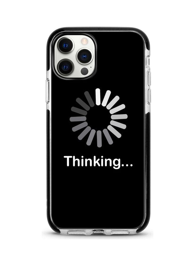 ستايلايزد غطاء حماية بطبعة كلمة "Thinking " لهاتف أبل آيفون 12 برو/آيفون 12 أسود/ رمادي - Image 1