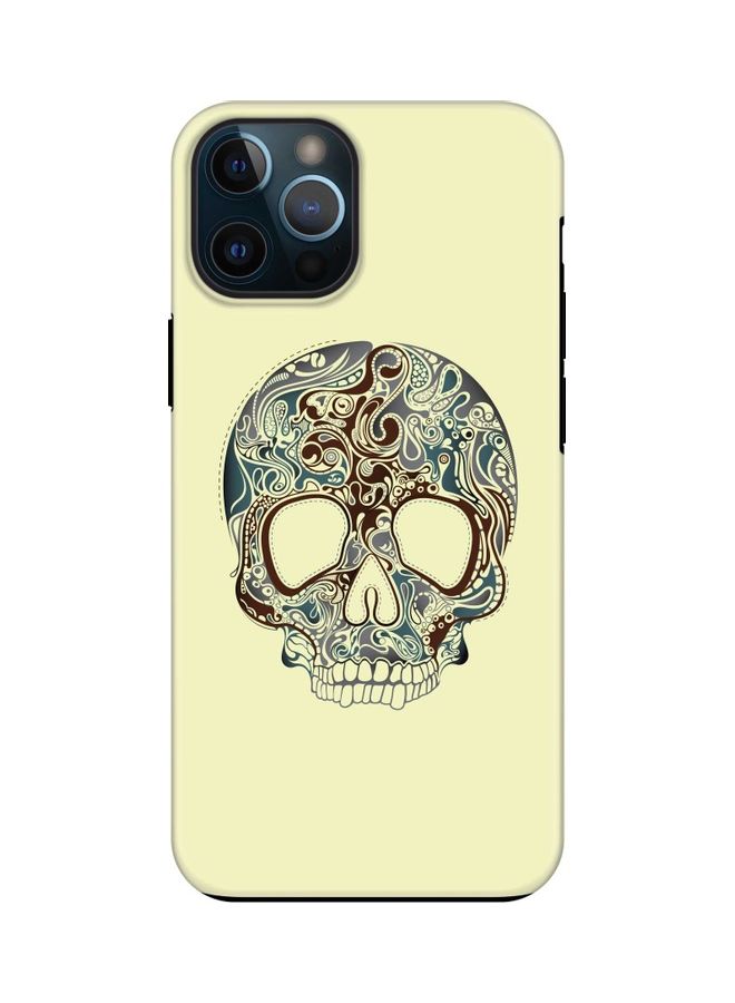 Stylizedd Skully Tattoo Printed Case For Apple iPhone 12 Pro Yellow/Grey - Image 1