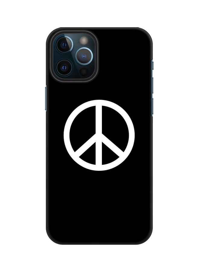 ستايلايزد غطاء حماية بطبعة علامة السلام لهاتف أبل آيفون 12 برو أسود/ أبيض - Image 1