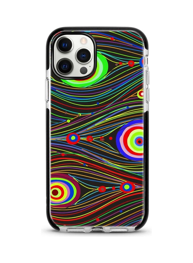 ستايلايزد غطاء بطبعة عين الطاووس لهاتف أبل آيفون 12 برو/ آيفون 12 أسود / أخضر / أحمر - Image 1