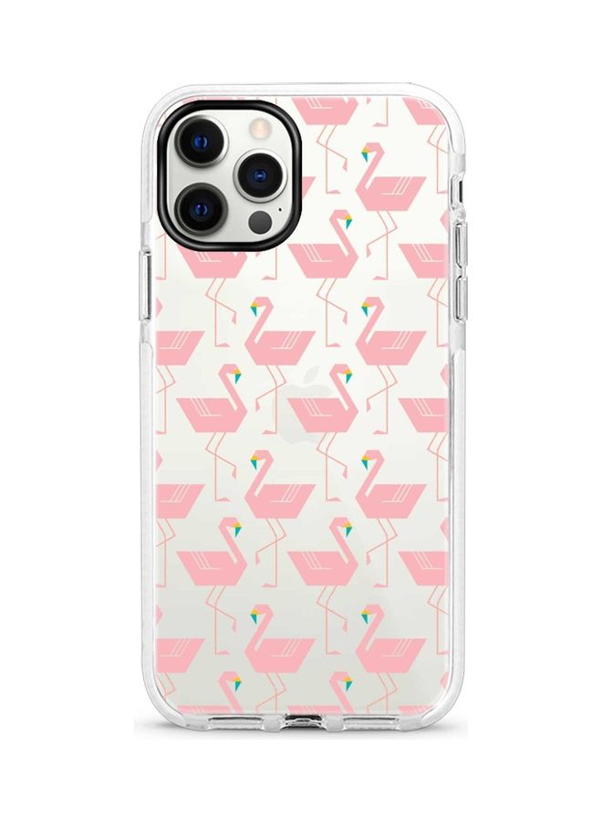 Stylizedd Feminine Flamingos Printed Case For Apple iPhone 12 Pro/iPhone 12 Clear/Pink - Image 1