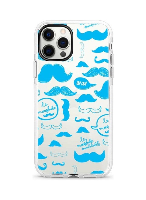 Le Moustache Printed Case For Apple iPhone 12 Pro/iPhone 12 Clear/Blue