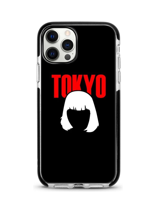 ستايلايزد غطاء حماية بطبعة كلمة "Tokyo" مناسب لهاتف أبل آيفون 12 برو/ آيفون 12 أسود/أحمر - Image 1