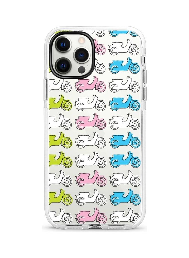 ستايلايزد غطاء حماية بطبعة سكوتر آسيوي لهاتف أبل آيفون 12 برو/آيفون 12 شفاف/أخضر/أزرق - Image 1