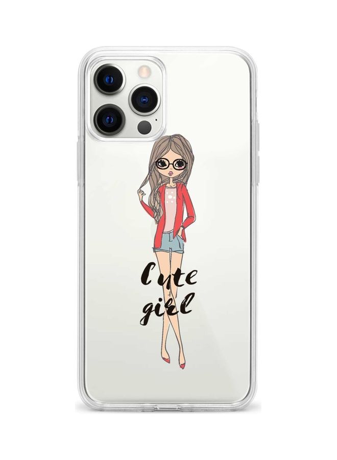 ستايلايزد غطاء حماية واقٍ لهاتف أبل آيفون 12 برو مزين برسمة فتاة حالمة وعبارة "Cute Girl" - Image 1