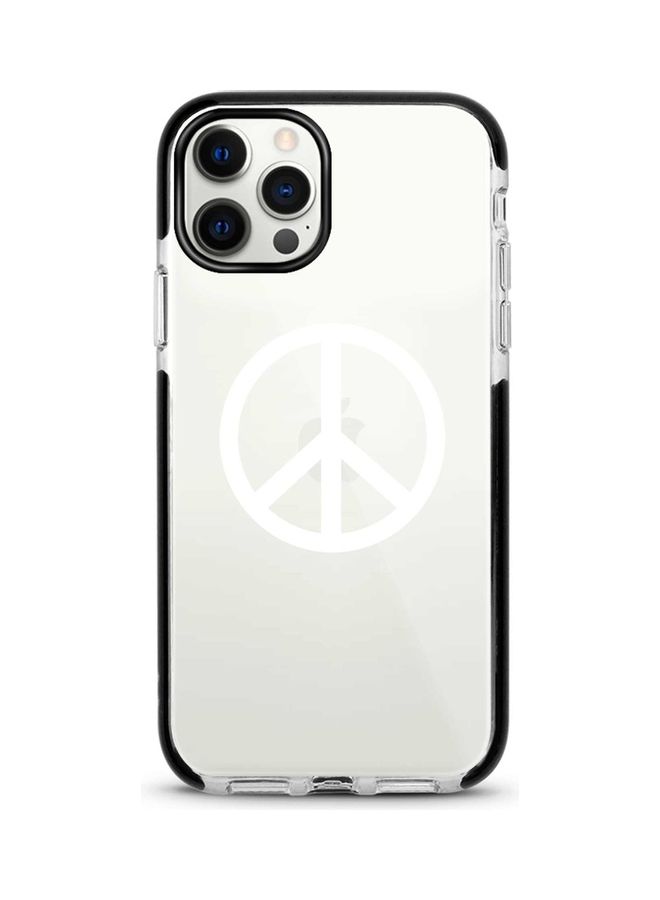 ستايلايزد غطاء حماية بطبعة رمز السلام لهواتف أبل آيفون 12 برو/آيفون 12 شفاف/ أبيض - Image 1