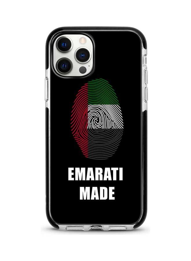 ستايلايزد غطاء حماية مطبوع عليه عبارة "Emarati Made" مناسب لهاتف أبل آيفون 12 برو/ آيفون 12 أسود / أحمر/ أخضر - Image 1