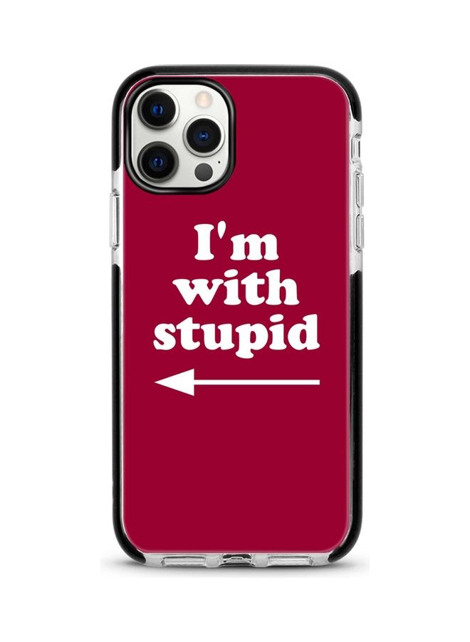 Stylizedd I'm With Stupid Printed Case For Apple iPhone 12 Pro/iPhone 12 Red/White - Image 1
