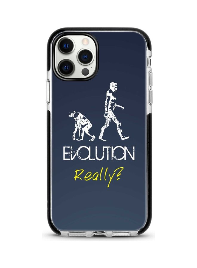 ستايلايزد غطاء حماية مطبوع عليها عبارة "Evolution, Really" لهاتف أبل آيفون 12 برو/آيفون 12 أزرق / أبيض - Image 1