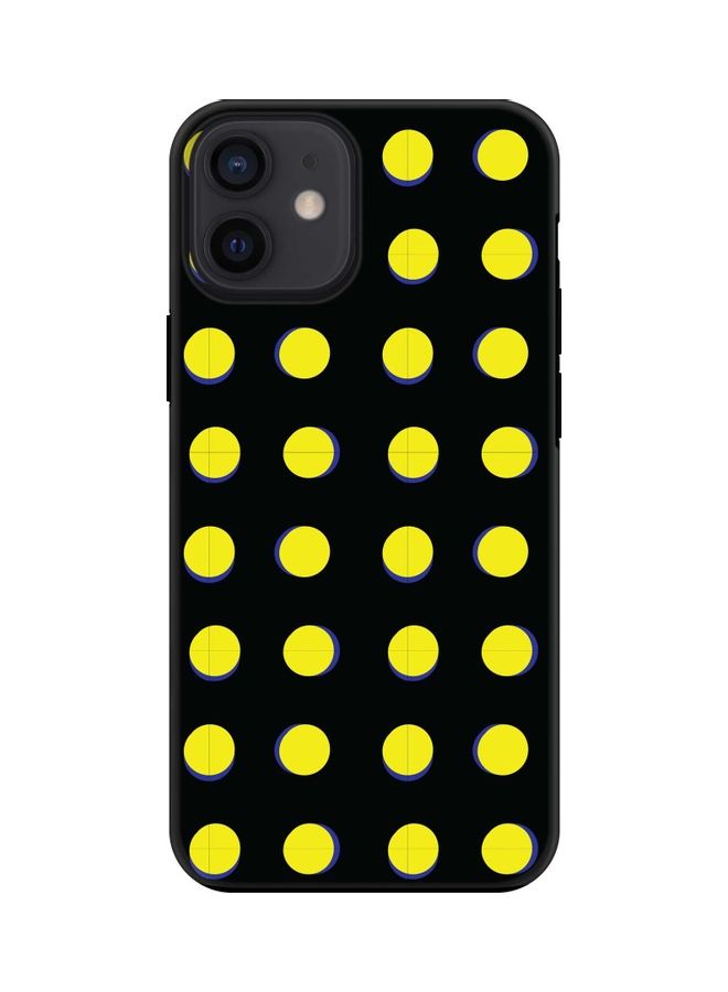 غطاء حماية واقٍ ومطبوع عليه نقاط صفراء لهاتف أبل آيفون 12 ميني أسود/ أصفر