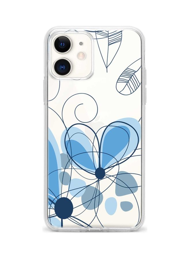 Stylizedd Flowers Printed Case Cover For Apple iPhone 12 Mini Blue/White - Image 1