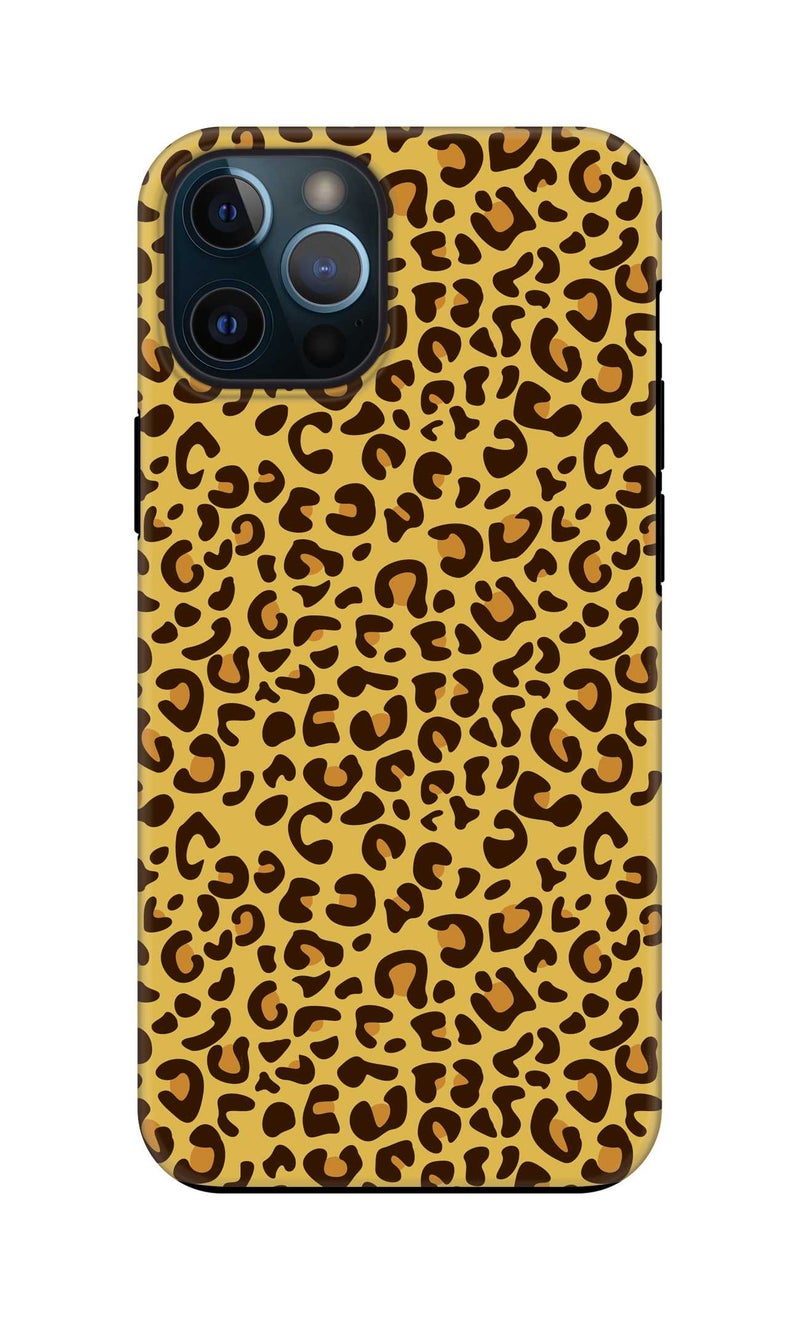Stylizedd Leopard Printed Dual Layer Protective Case Cover For Apple iPhone 12 Pro Max Yellow/Brown - Image 1