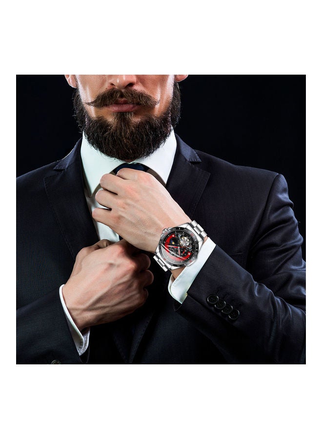 Tevise Men's Waterproof Mechanical Watch J4545B-R - 35 mm - Silver - Image 2