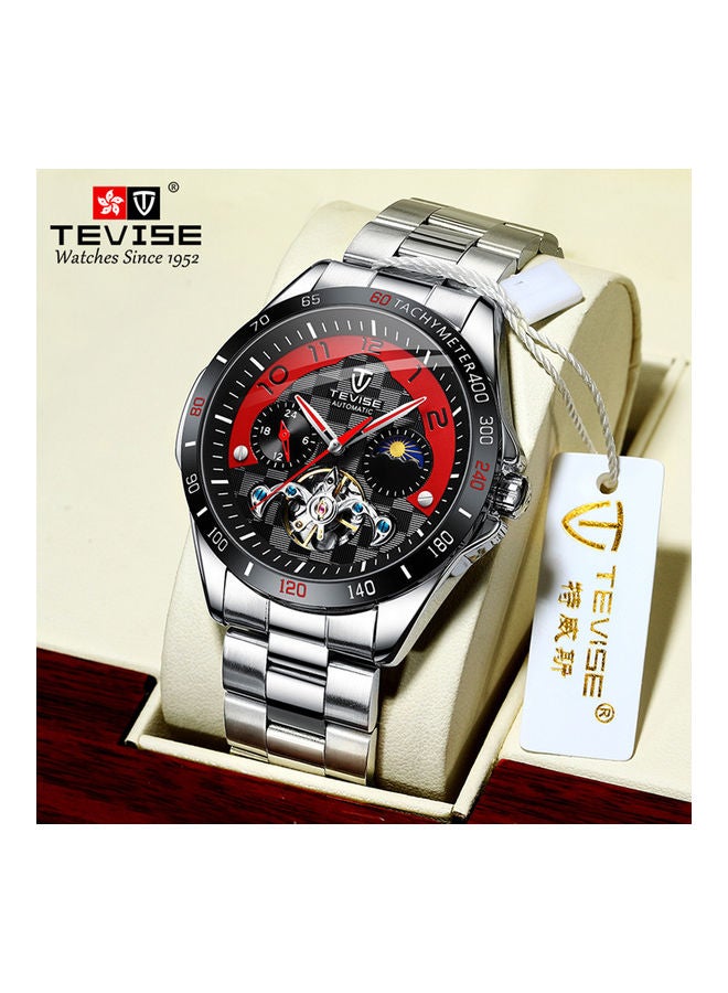 Tevise Men's Waterproof Mechanical Watch J4545B-R - 35 mm - Silver - Image 3