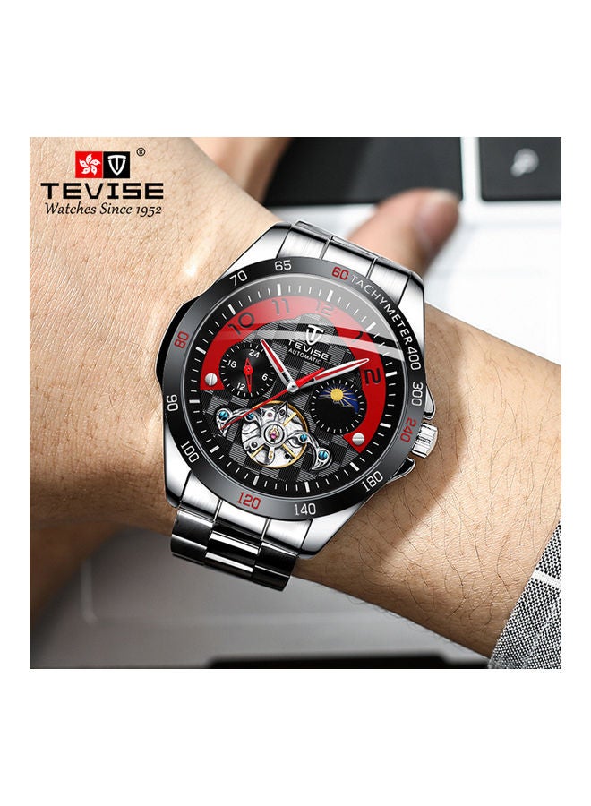 Tevise Men's Waterproof Mechanical Watch J4545B-R - 35 mm - Silver - Image 4