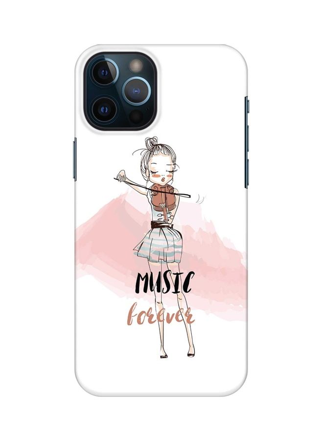 ستايلايزد غطاء حماية واقٍ لهاتف أبل آيفون 12 برو ماكس مزين بعبارة "Music Forever" - Image 1