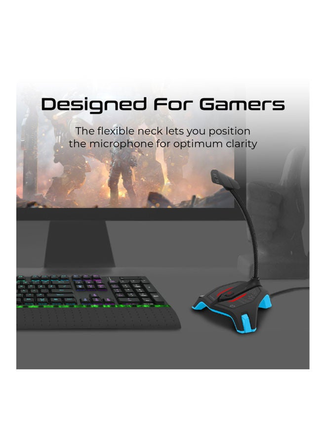 VERTUX Professional High Definition Omnidirectional USB Gaming Mic With Flexible Gooseneck STREAMER-2.BLUE Blue  - Image 3