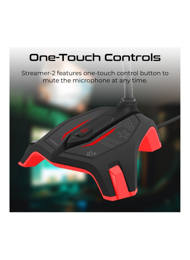VERTUX - Professional High Definition Omnidirectional USB Gaming Mic With Flexible Gooseneck STREAMER-2.RED Red - Image 1