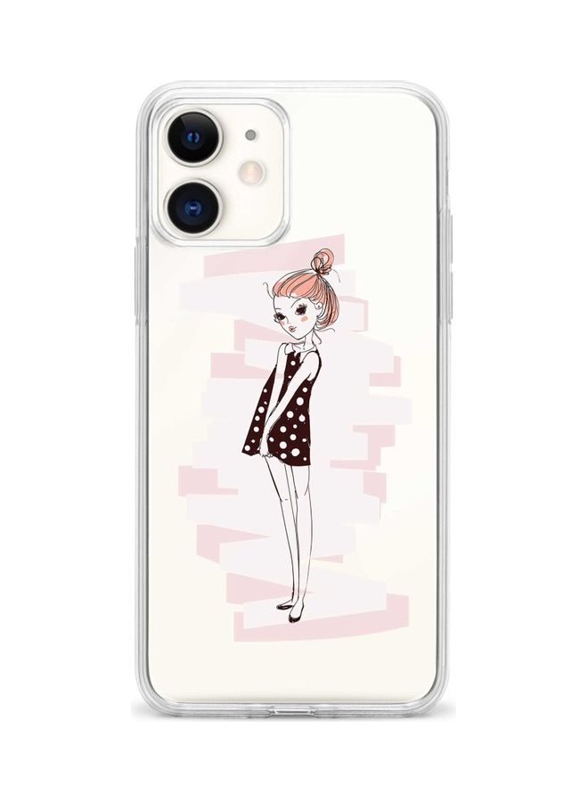 ستايلايزد غطاء حماية كلاسيك شفاف لهاتف أبل آيفون 12 ميني مصمم برسمة شابة خجولة - Image 1