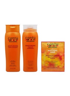 Pack Of 3 Shea Butter Hair Treatment Set Moisturizing Cream Shampoo 400, Moisturizing Rinse Out Conditioner 400, Intensive Repair Deep Treatment Masque 51ml