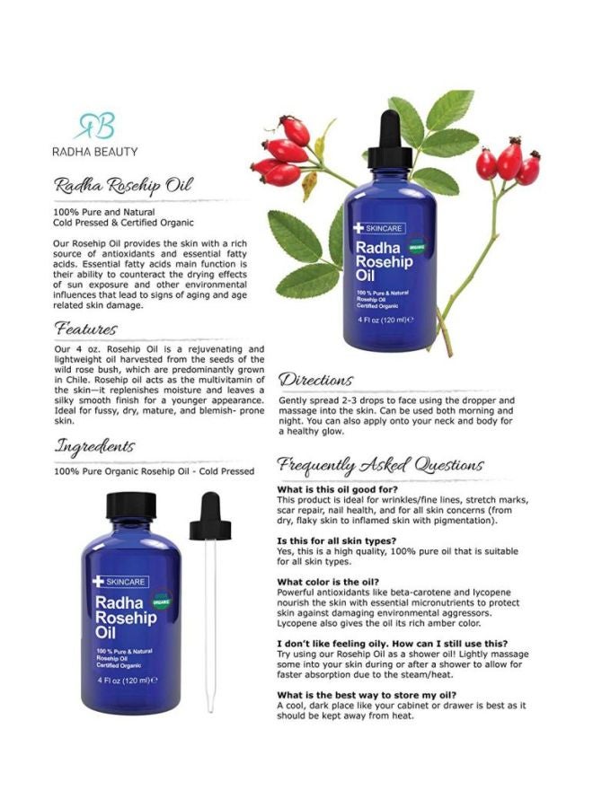 Radha beauty Rosehip Face Oil 120ml  - Image 5