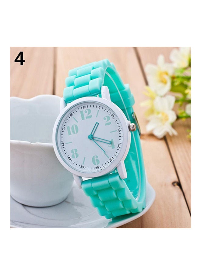 Girls' Silicone Analog Watch DYS647962 - 37 mm - Green - Image 1