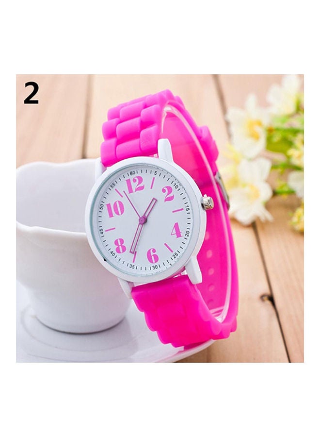 Girls' Silicone Analog Watch DYS647965 - 37 mm - Pink - Image 1