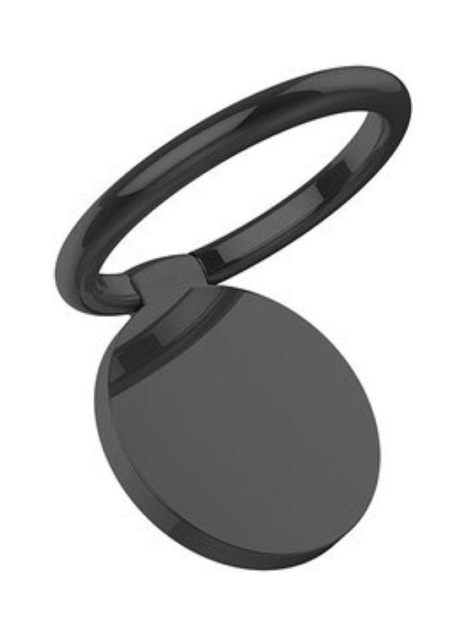 Metal 360 Degree Rotation Adhesive Finger Ring Phone Holder Black  - Image 1