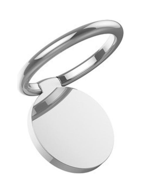 Metal 360 Degree Rotation Adhesive Finger Ring Phone Holder Silver