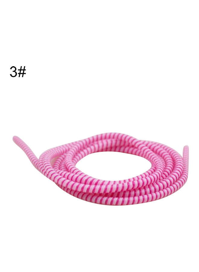 واقي كابل سماعة الأذن بسلك حلزوني للشحن بمنفذ USB أبيض/أحمر وردي - Image 1