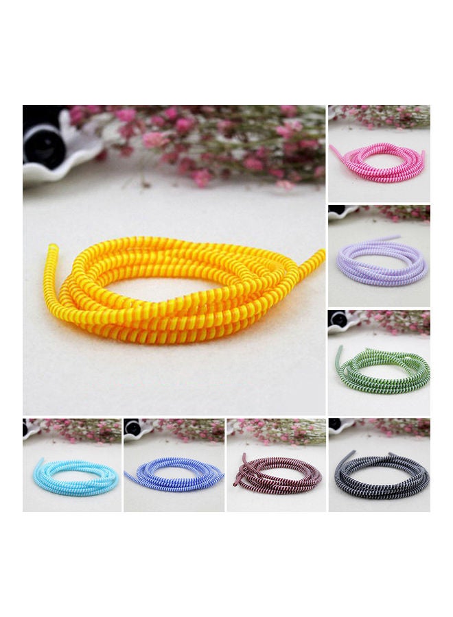 واقي كابل سماعة الأذن بسلك حلزوني للشحن بمنفذ USB أبيض/أحمر وردي - Image 3