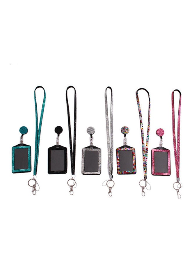 Rhinestone Neck Bling Lanyard Retractable ID Badge Reel Phone Key Holder Black  - Image 3