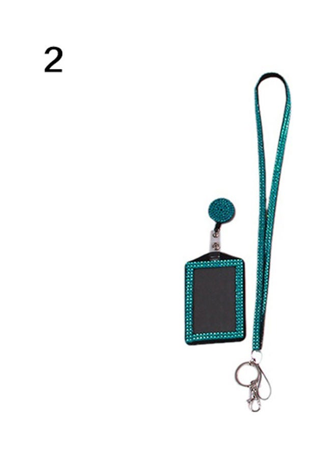 Rhinestone Neck Bling Lanyard Retractable ID Badge Reel Phone Key Holder Black  - Image 5