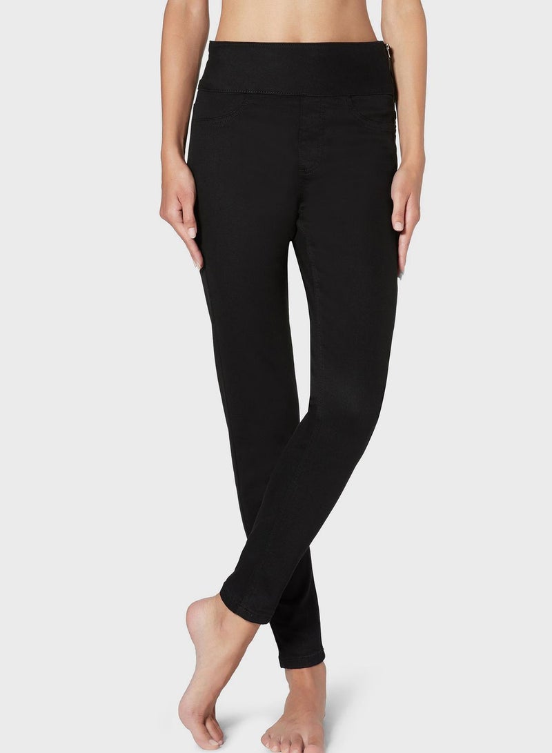 Calzedonia - High Waist Denim Leggings Black - Image 1