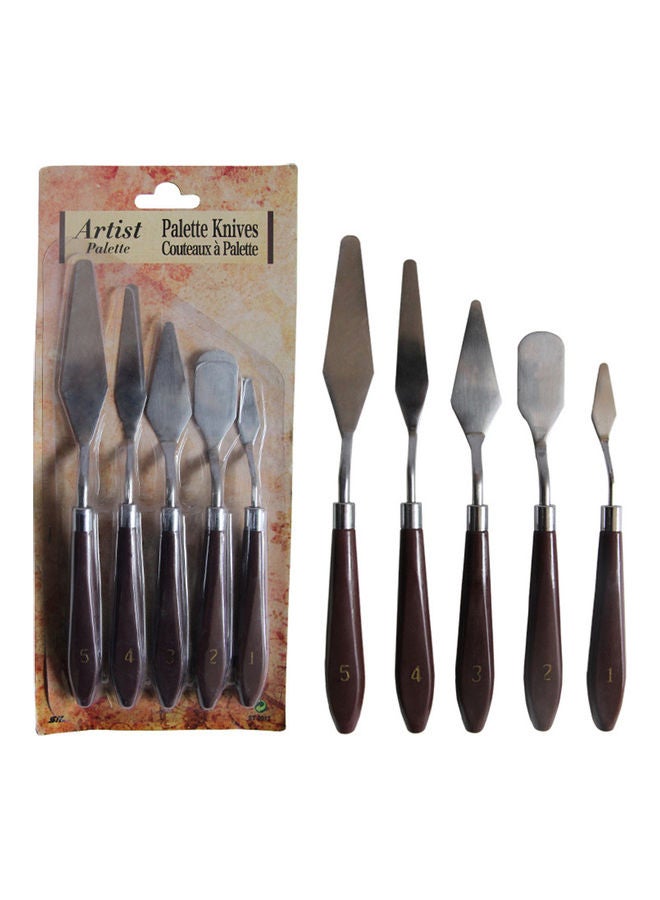 Generic 5-Piece Stainless Steel Oil Painting Palette Knife Silver/Black  - Image 1