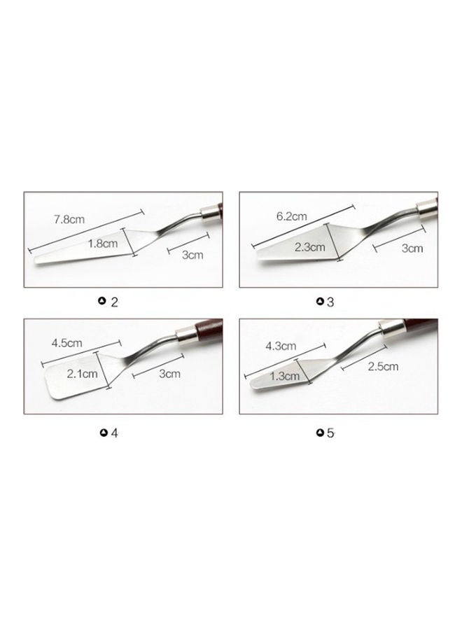 Generic 5-Piece Stainless Steel Oil Painting Palette Knife Silver/Black  - Image 2