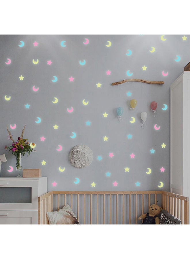 100-Piece 3D Stars Glow in Dark Wall Sticker Blue/Beige 11x11x11cm - Image 4