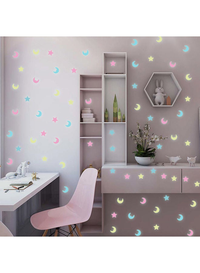 100-Piece 3D Stars Glow in Dark Wall Sticker Blue/Beige 11x11x11cm - Image 5