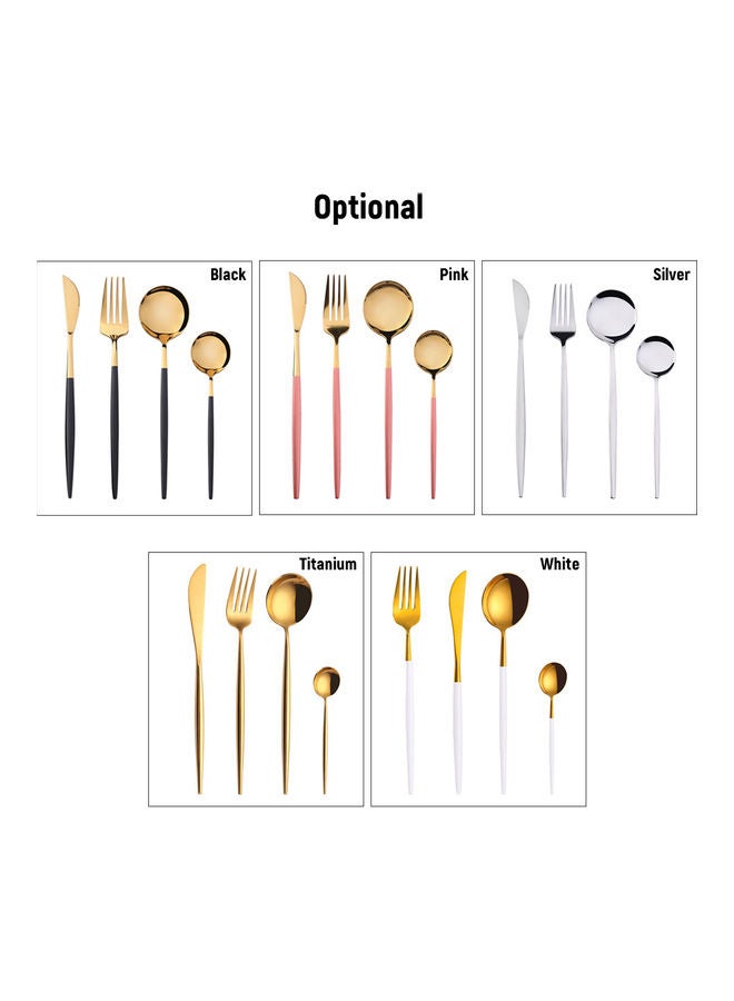 Generic - Stainless Steel Cutlery Set 4-Piece Mirror Polished Flatware Reusable Utensils Kitchen Tableware Include Knife Fork Spoon for Home Hotel Wedding Festival Party White 25*3.5*16cm - Image 1